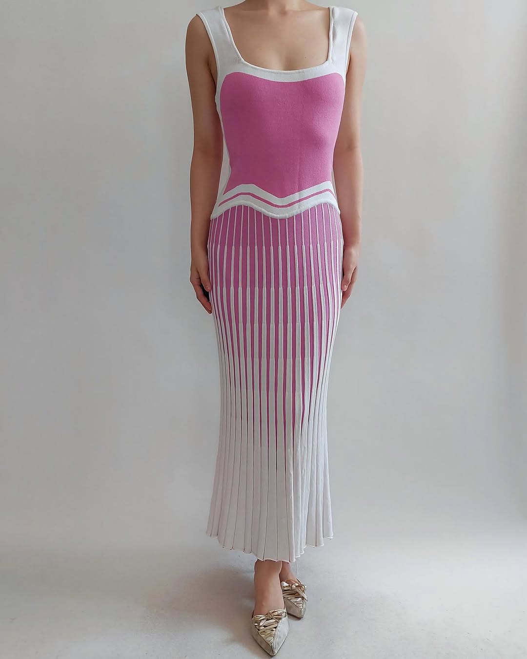 PH5 pink knit wavy tank dress
